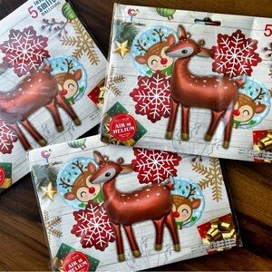Large Reindeer Foil Balloons - 3 Packs / 15 pieces